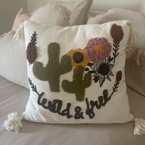Decorative pillow cactus and flowers